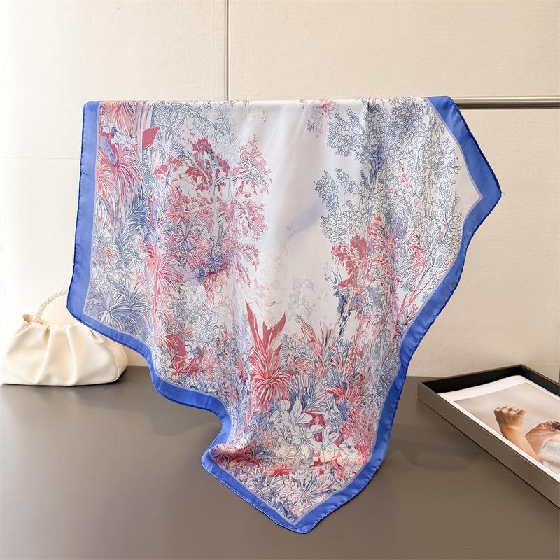 Fashion Print Silk Hairbands Scarf Women 2025 Spring New Elagant Floral Bandana Neck Kerchief Head Bands Foulard Female Scarfs
