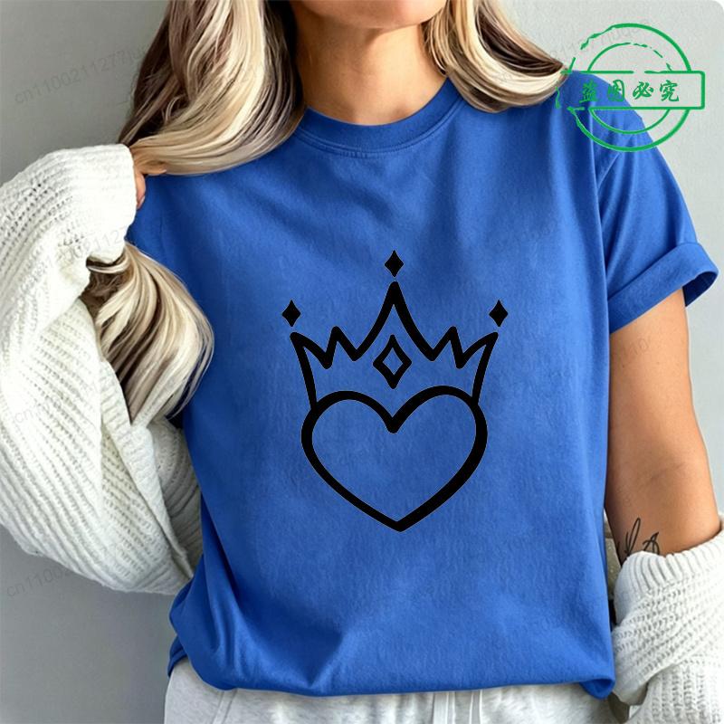 Women's Heart Queen T-shirt Queen of Hearts Graphic Tee Love Print Short Sleeve Casual Birthday Valentine's Day Tops  Lover Gift