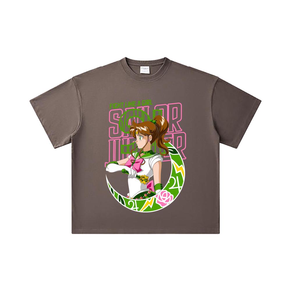 260 GSM Double Yarn 32 Count 100% Cotton Sailor Moon V7 Jupiter Print Unisex Heavy Cotton T Shirt