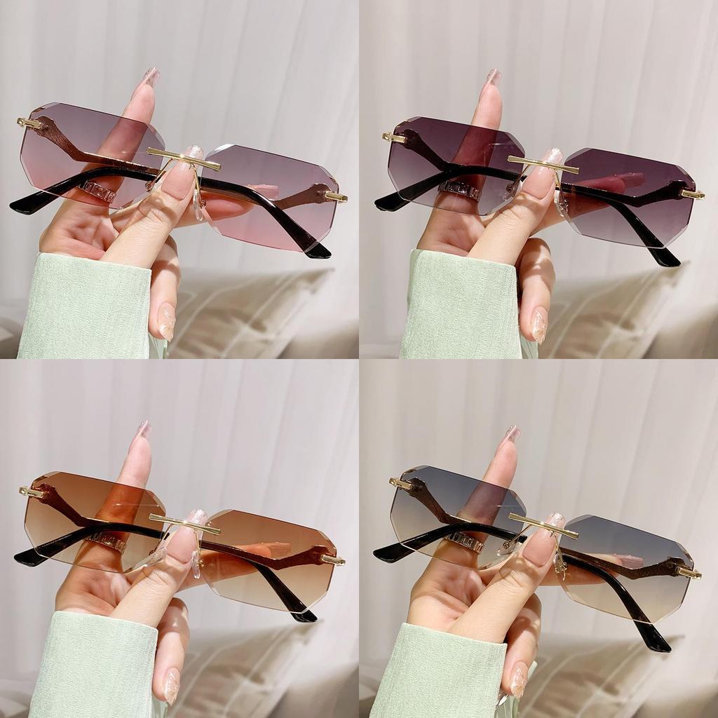 Leopard Style Frameless Sunglasses With Uv400 Protection For Stylish Outings And Driving