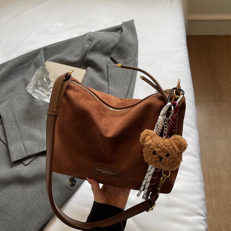 

Женская замшевая сумка-тоут кроссбоди в стиле ретро - Большая вместимость, Модная, Универсальная Without Pendant коричневый