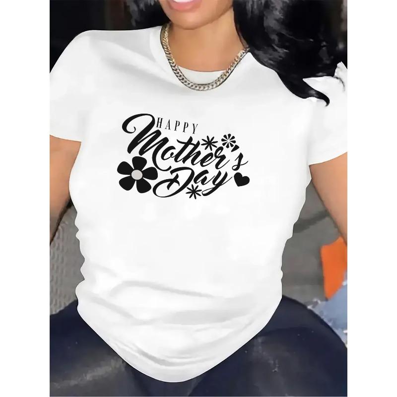 

A Short-Sleeved T-Shirt Perfect for Celebrating Mother S Day at Home, Featuring a Floral Pattern That Is Both Durable And Comfortable S белый