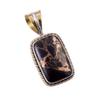 Natural Black Copper Turquoise 925 Solid Silver Gift TwoTone Pendant 1.25" l9i71