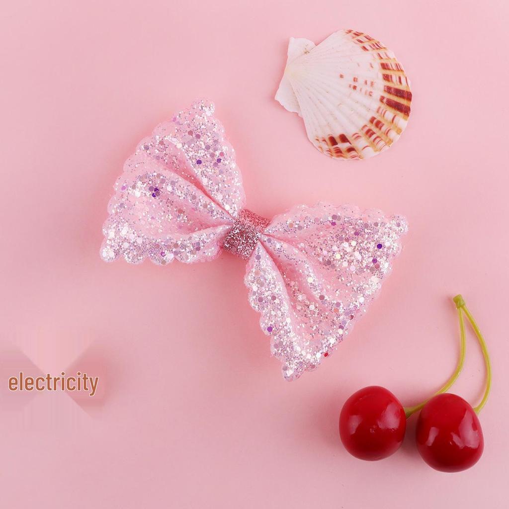 Glitter Bowknot Scallion Powder Hair Clip – Cute and Versatile Hair Accessory for Women and Children
