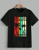 Retro Summer Beach T-Shirt Vintage Sunset Surf Palm Tree Graphic Tee Unisex