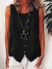 Damen Boho Locker Übergröße Diagonal Knopf Ärmellos Hemd Tanktop