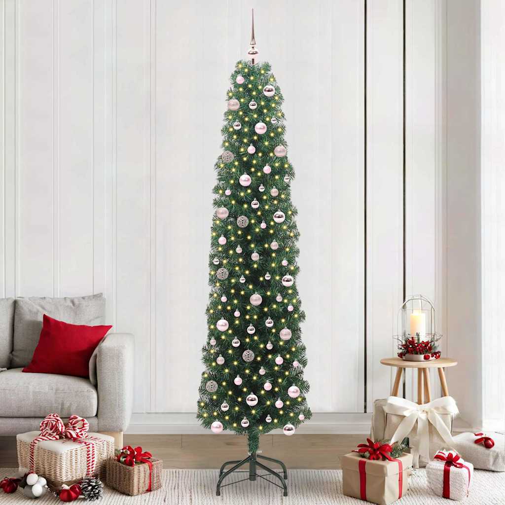 Artificial Christmas Tree with 300 LEDs and Stand Green 240 cm