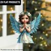 2D Flat Angel Wings Acrylic Ornaments with Golden Rope, Realistic Angle Pendant, Charm Rearview Mirror Hanging Decor,Prety Gifts for Family Friends