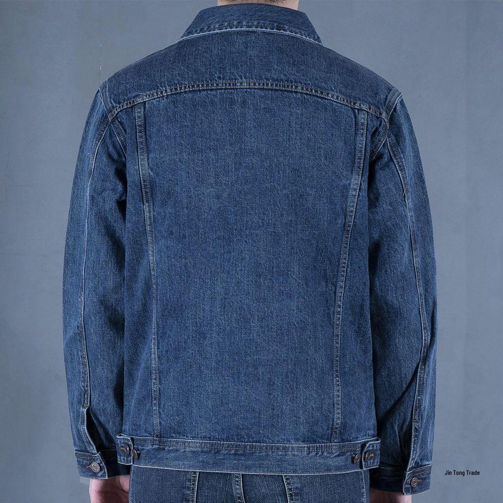 Men's Trendy Retro Motorcycle Denim Jacket - Slim Fit, Fashionable Baseball Collar for Autumn and Winter.