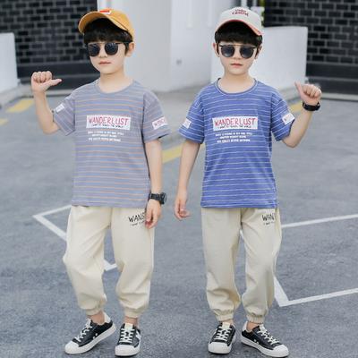 Jungen Sommeranzug Kinder gestreiften zweiteiligen Anzug kurzärmelige abgeschnittene Hose Sommer koreanische Version
