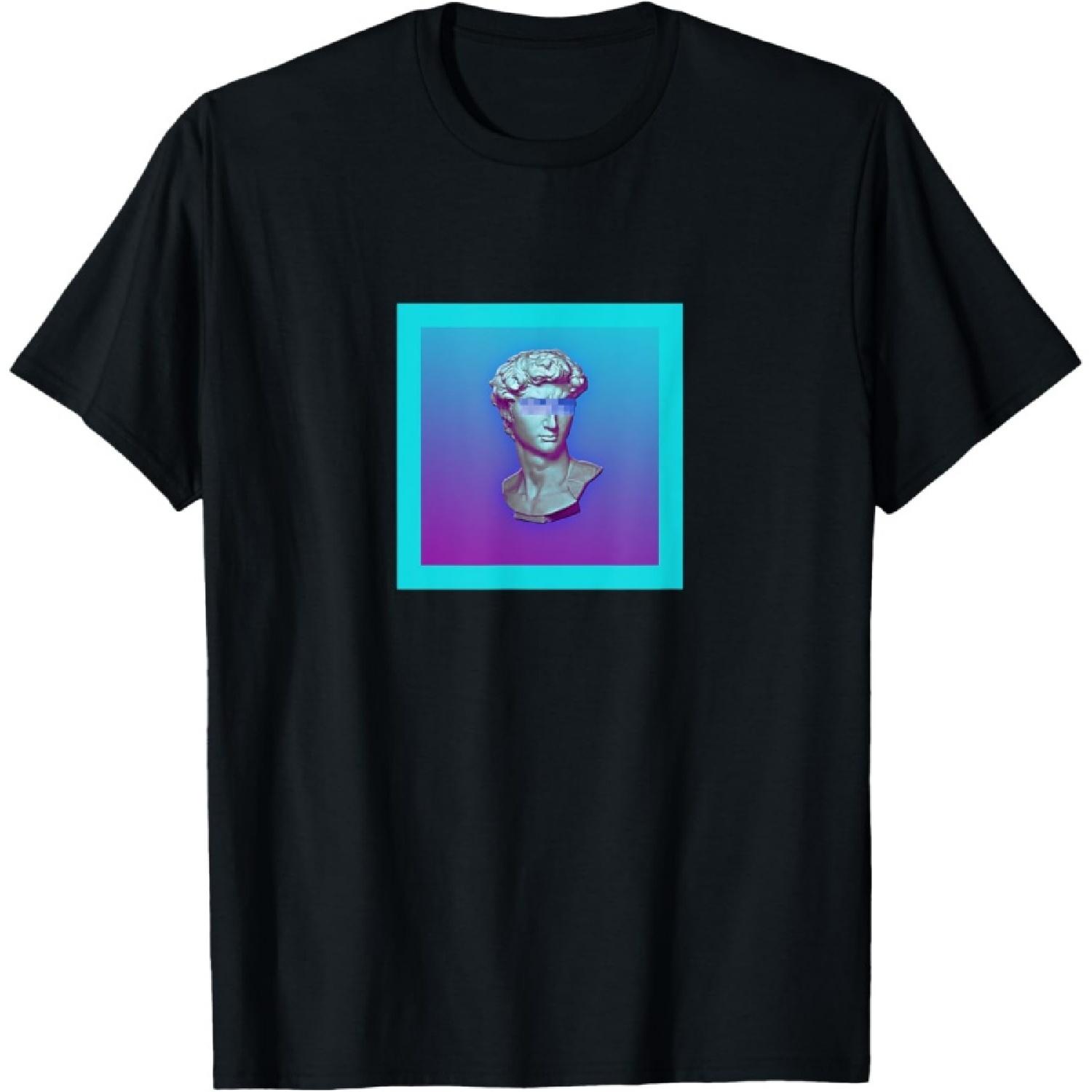 Michelangelo Statue of David Profile Vaporwave Retro T-Shirt S
