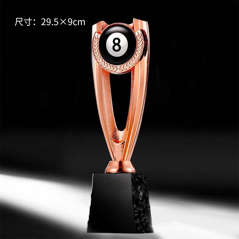 Customized Black Eight Billiards Resin Trophy Reward, Gold, Silver, Copper, Crystal Base, Sport Activity Competition Awards, 1Pc