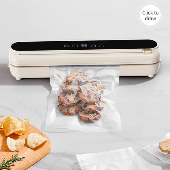 Vacuum Sealer Machine 62kPa Suction Power Digital Display Easy to Operate Compact Automatic Sealing Machine Bag Sealer