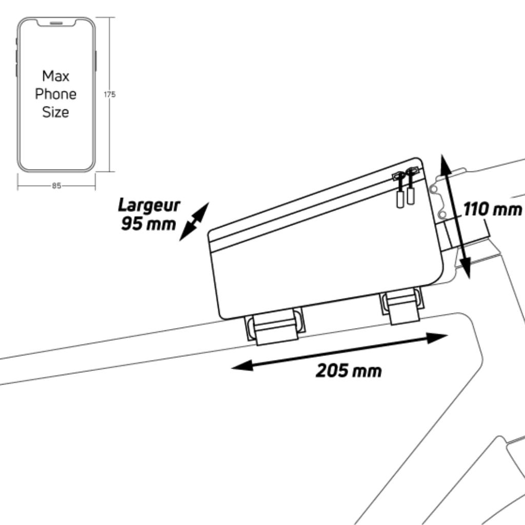 Zefal Bicycle Frame Bag CONSOLE PACK T2 Top Tube Bag Smartphone Case Waterproof Black 7011 1.3L