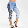 Women's Fashion Panel Denim Leggings Summer Capris Leggings Yoga Pants