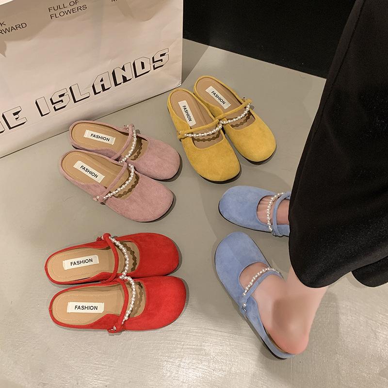Hausschuhe Damen neue weichsohlige Oma-Schuhe im Sommer 2025, Perlen-Schleife, kleiner duftender Stil, Außenschuhe, Zehensandalen Damen
