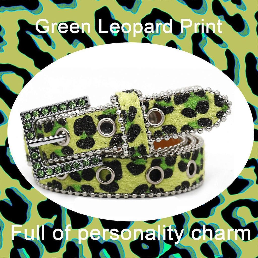 Unique Waist Chain Rhinestones Buckle Leopard Print Chain Cowgirl Belt for Women Proms Club Party for Jeans Dresses Purple 95