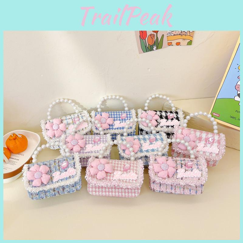 Chain Shoulder Kids Crossbody Bag With Flower And Artificial Pearl Handle Design