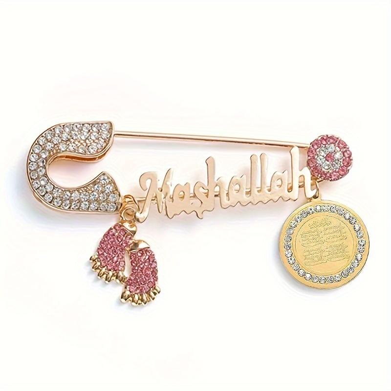 

Кулон-брошь в виде руки Фатимы с исламским мусульманским Кораном для мужской и женской одежды, аксессуар, подарок золотистый