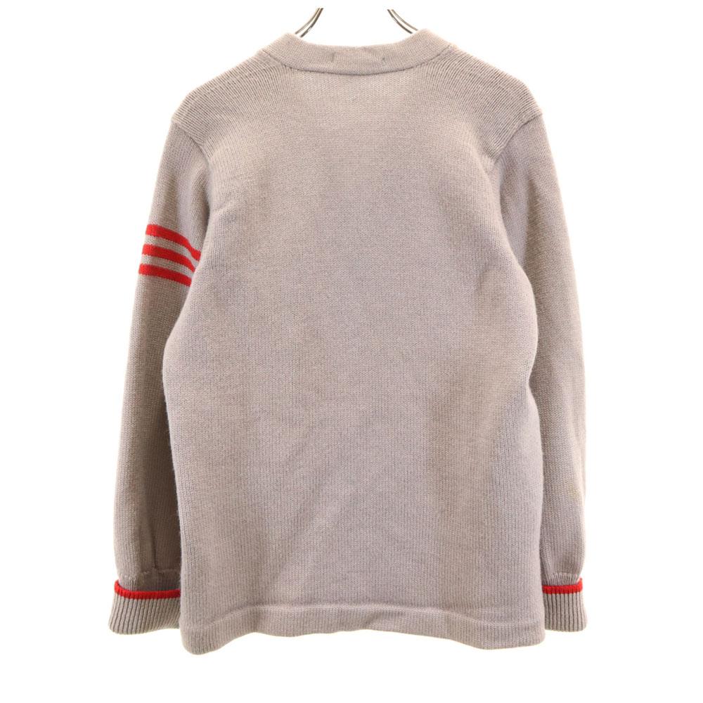 ROGAN 50s 60s Vintage Wool Blend Long Sleeve Lettered Cardigan Gray Men's Used