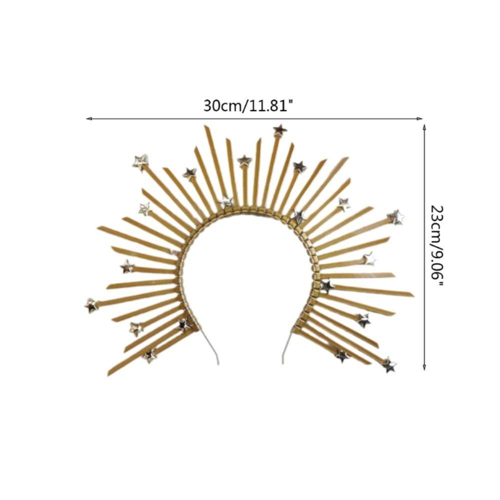 Style Pentagram Elegant Round Star Buckle Radial Pattern Headband Women Hair Hoop Halo Hair Band