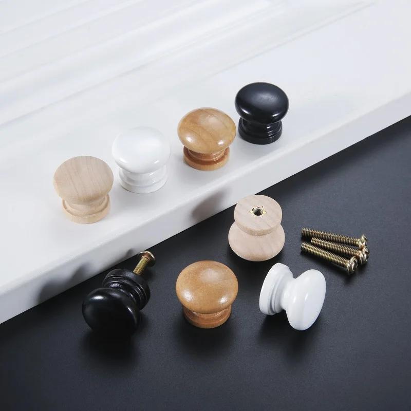 5Pcs Wood Cabinet Mini Pull Knob Round Handles Drawer Knobs for Dresser Wardrobe Door Furniture Hardware Home Decor with Screws