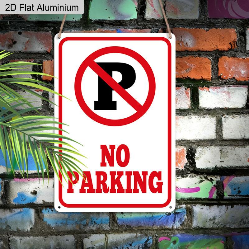 2D Flat 1pc Vintage Warning Aluminium Wall Art Sign No Parking 8x12 Aluminium Rustic Driveway Property Decor Functional Wall Art