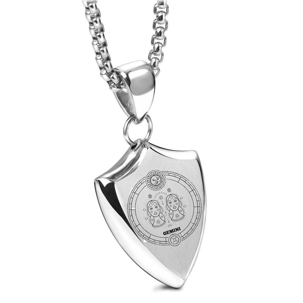 Retro Triangle Zodiac Sign Titanium Steel Pendant Men s Necklace