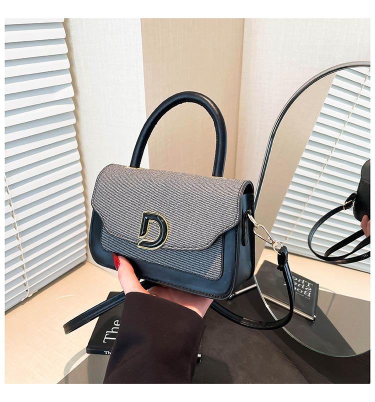 2025 spring contrasting splicing high-end sense retro fashion trend handbag casual versatile niche design messenger