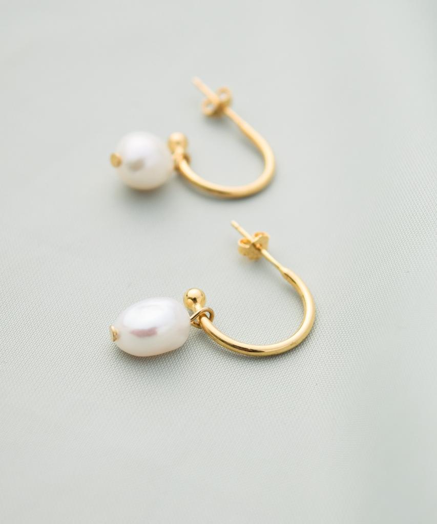 Novice Tokyo Baroque Freshwater Pearl Hoop Pierce (Earrings) Baroque Pearl Hoop Pierce [Silver 925] / Gold