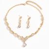 Zircon Diamond Jewelry Set Premium Dress Accessories Bridal Wedding Necklace Earrings Two-Piece Set