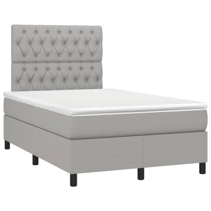 3142001 vidaXL Divan Bed with Mattress Light Grey 120x200cm Fabric