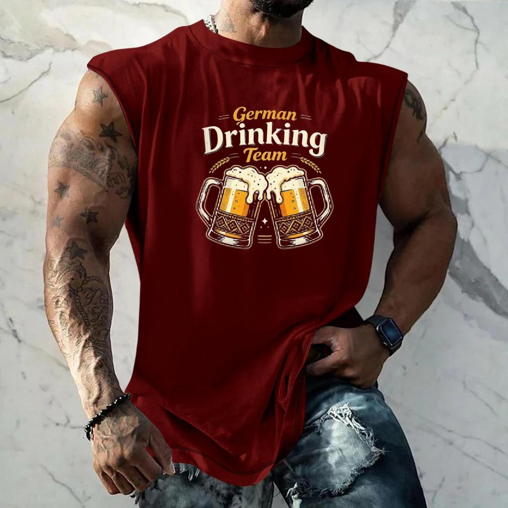 Men Sleeveless Tank Top Loose Fit Casual Streetwear Sport Vest with Unique Texture Print Suitable for Festival Holiday Daily Wear