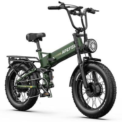 Electric Bicycle Foldable Apefox Rh20 750Wx2 Motor 20"x4.0" Tire 7 Speed All Terrain Adult Electric Bike 48V 22.5Ah Dual Hydraulic Brakes
