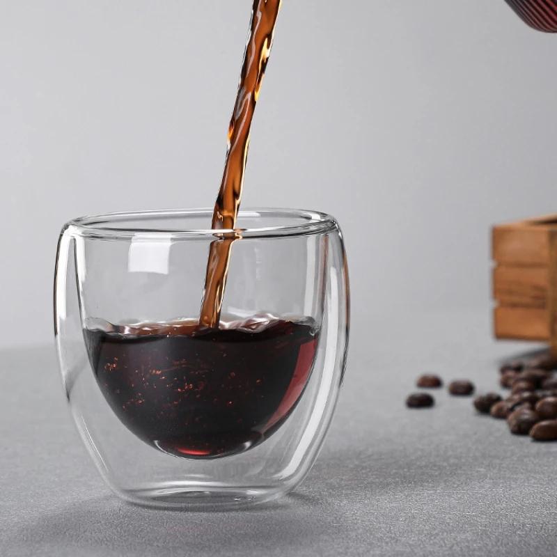 80ML/150ML 2-18KS Dvoustěnná skleněná skleněná kung-fu šálek na čaj Průhledný hrnek na kávu Mléko na vodu Nádobí na čaj s vysokým obsahem borosilikátového skla