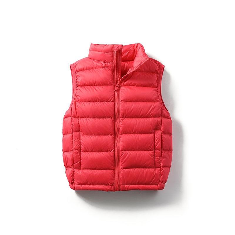 Kinder Slim Fit Daunenweste - Unisex Stehkragen Oberbekleidung 140 cm rot