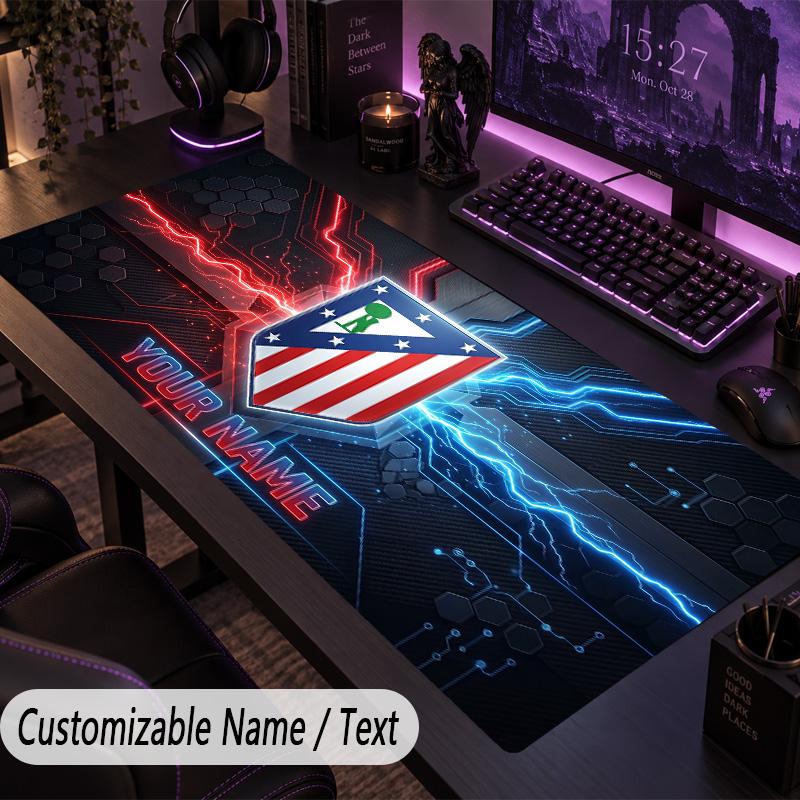 Custom Text Big Mousepad, Extended Desk Pad For Laptop Work GameAtletico Madrid FC