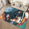 Cartoon Astronaut and Rocket Space Theme Area Rug for Kids Room Decor Suitable for use as an anti-slip for living room bedroom sofas