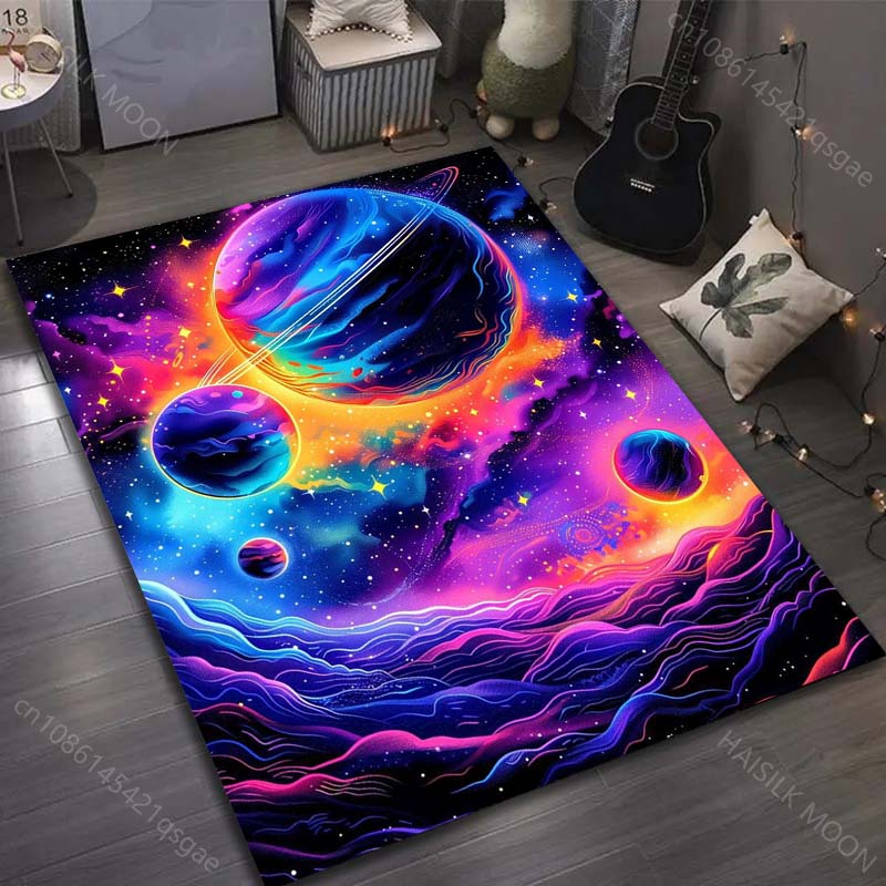 1PC Universe Planet Solar System Print Carpet for Living Room Bedroom Sofa Doormat Decor Area Rug Non-slip Floor Mat for Gifts