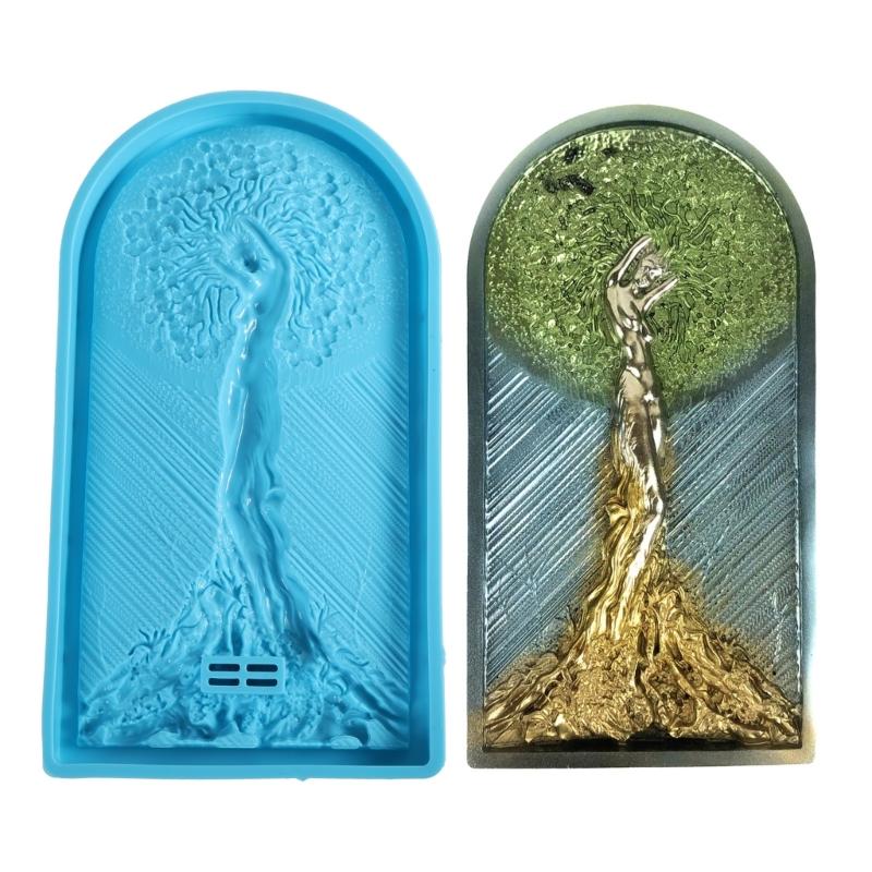 Diy Handmade Products Woman Big Tree Ornament Silicone Mold Scented Gypsum Ornaments Drop Glue Resin Mold for Decoration