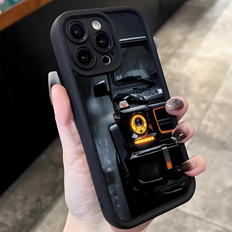 Custodia in Silicone Morbido Nera alla Moda con Design di Auto Sportiva per iPhone 17 16 Pro Max 15 14 13 12 11 Pro Max 16E 17Air X XR XS Max