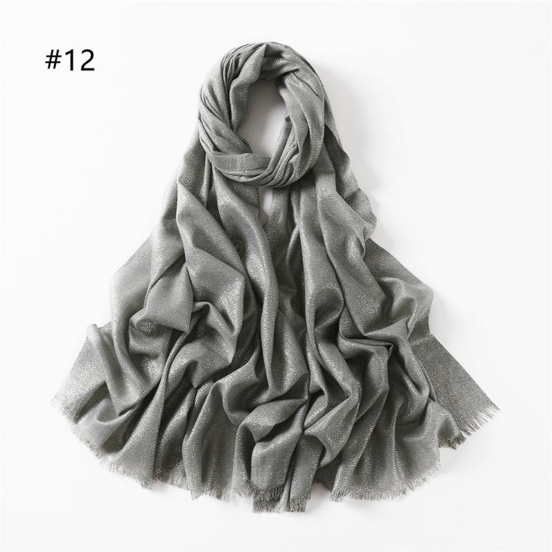 Spring and summer new solid color long scarf human cotton gold silk silver silk scarf women's monochrome long headscarf shawl