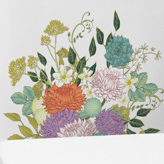 Hand-painted Flower Toilet Sticker Removable Self-adhesive Waterproof PVC Bathroom Wall Art Decoration Decal Home Supplies