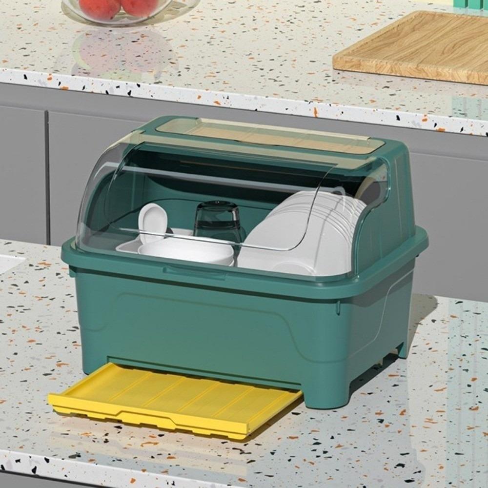 Plastic Tableware Storage Box Sealed Kitchen Storage Rack Dish Drying Rack  For Plates Bowls