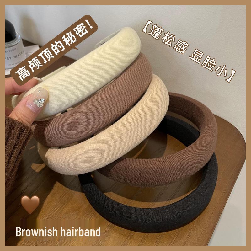 Damen Herbst/Winter Schwamm Stirnband: Neuer Stil Haaraccessoire zum Gesichtwaschen, High Skull Haargummi 2024