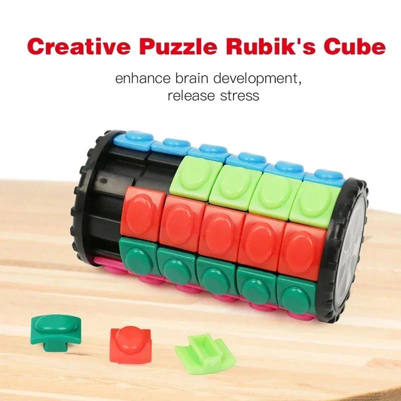 3D 7 Level Rotate Slide Cylinder Sliding IQ Puzzle Toys Kids Educational Brain Teasers Fidget Sensory Finger Magic Tower Toy