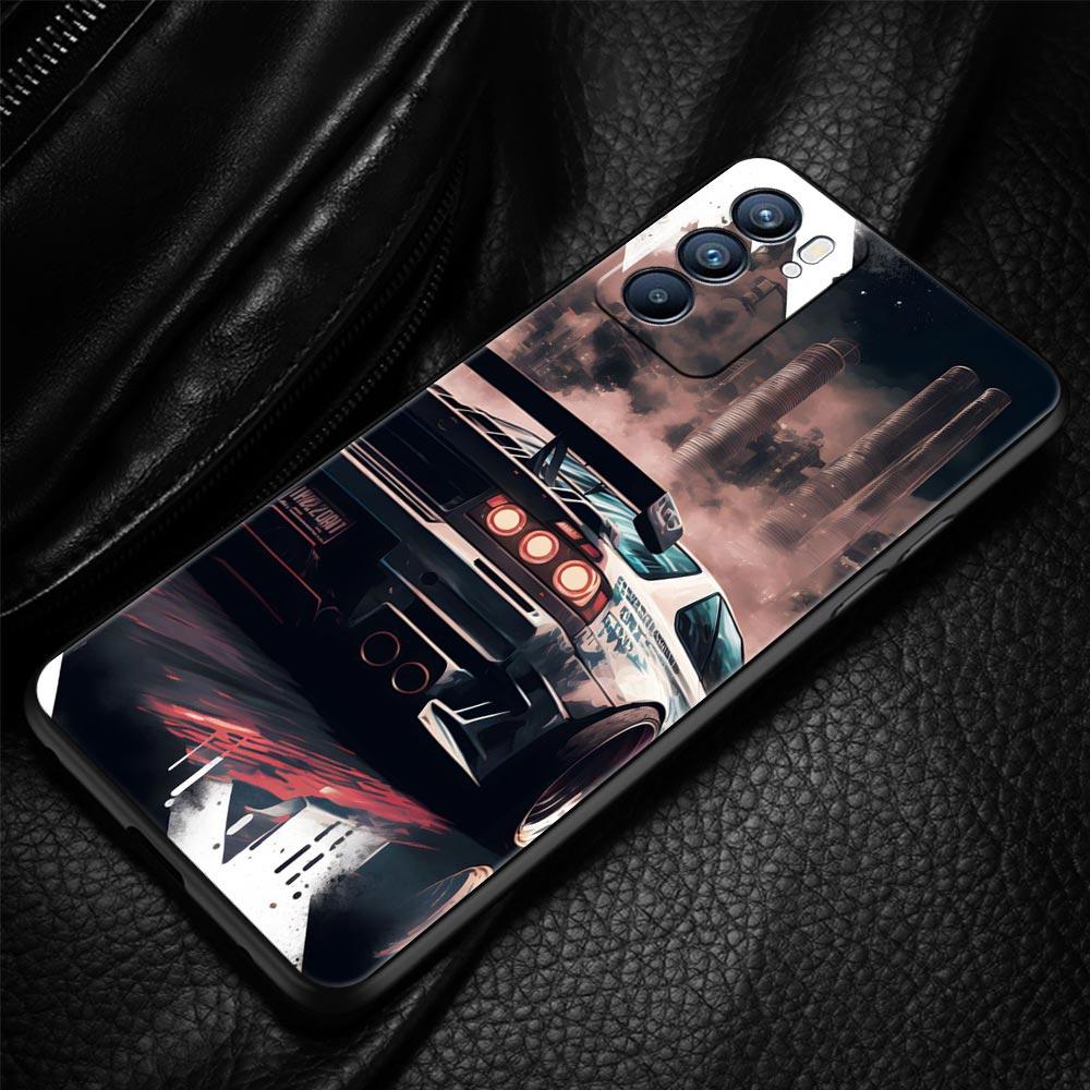 Sports Car JDM Tokyo Drift Case For Oppo Find X6 Pro X5 A54 A53 A52 A9 A15 A95 A17 A16 A76 A74 A57 Reno7 Reno6 Pro Plus 5G Cover