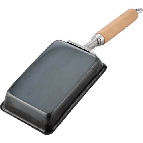 Wahei Freiz Tsubame-Sanjo Black Iron Bento Omelet Pan, 9 x 14cm, Induction and Gas Compatible, Wooden Handle, Made in Japan with Selected Materials, G