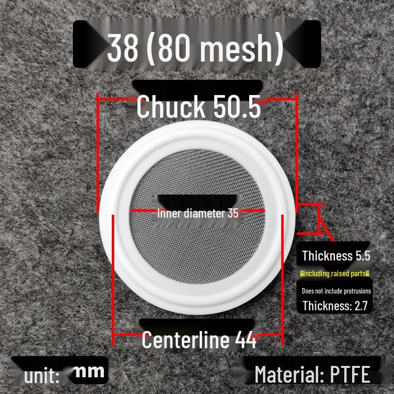 PTFE Quick-Install Gasket with Filter Screen Φ38 ID, 100mm OD, 80 Mesh