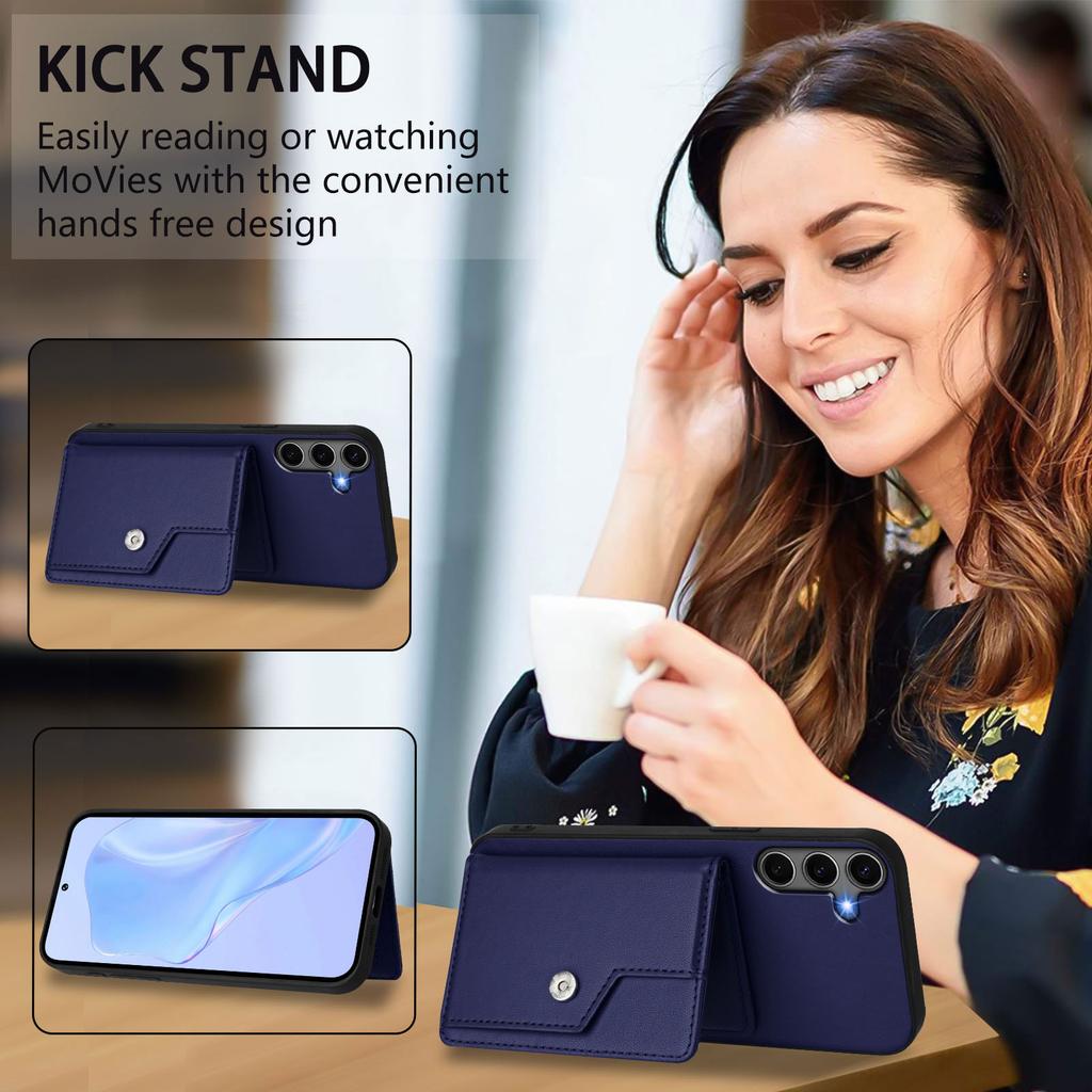 For Samsung Galaxy S25+ Case RFID Blocking Card Holder Kickstand TPU + PU Leather Phone Back Cover